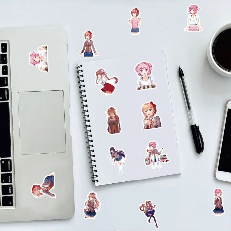 50pcs Doki Doki Literature Club! Stickers Suitcase Water Cup Stationery Mobile Phone Car Scooter Laptop Refrigerator Decoration