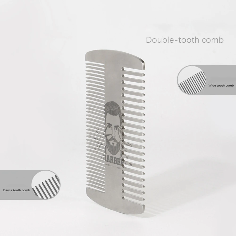 1 pçs pentes de bolso aço inoxidável dente largo cabeça óleo pente barba pentear barbeiro máquina cortar cabelo pente salão estilo cabelo ferramentas