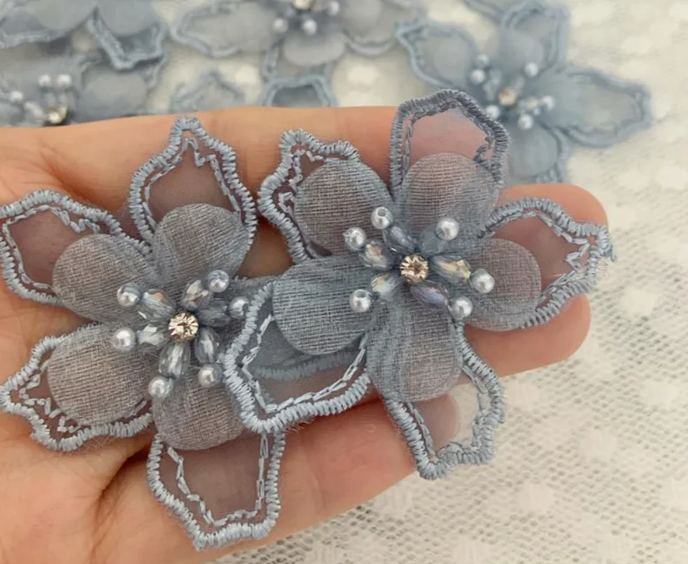 10 قطع من حبات اللؤلؤ المصنوعة يدويًا من حجر الراين الأرجواني يبدأ رقعة الأورجانزا للملابس DIY الخياطة #5