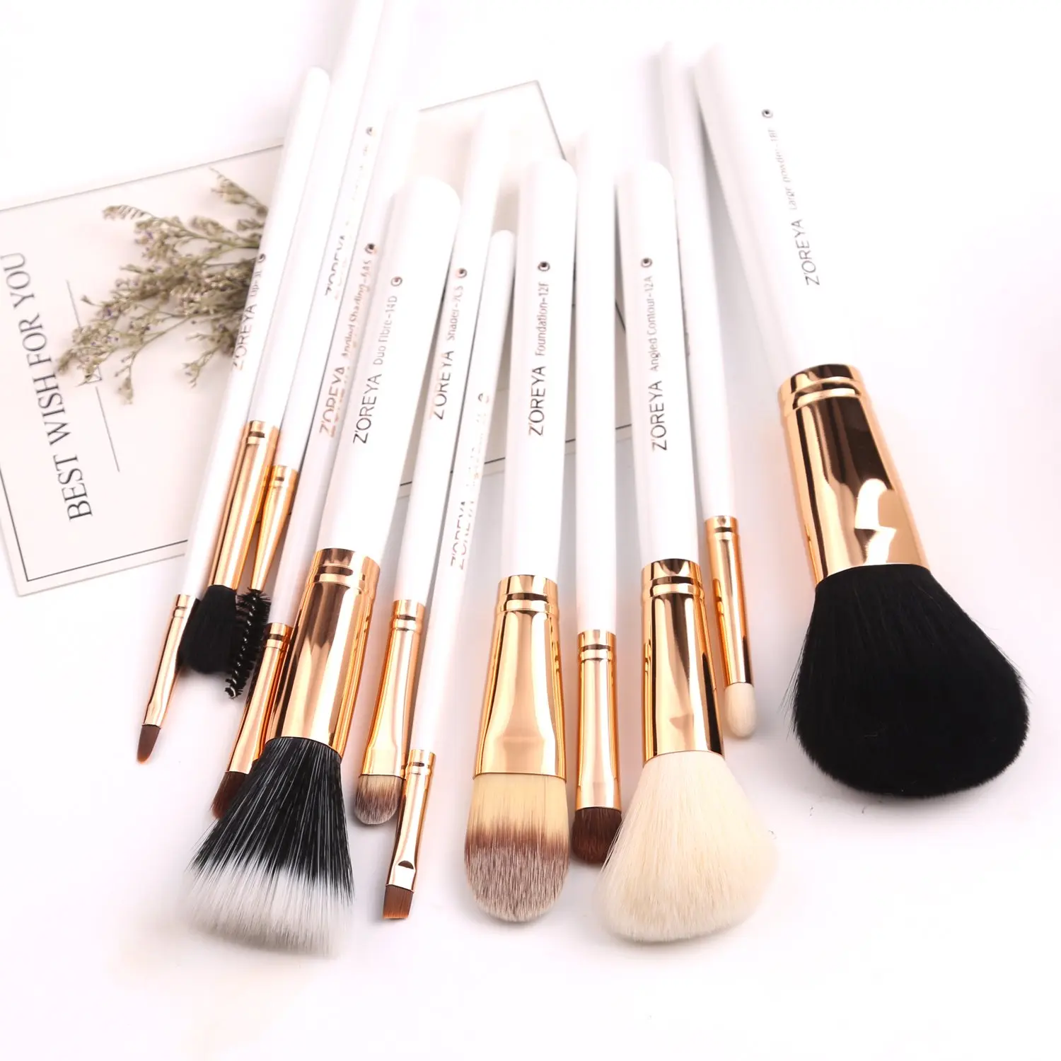 Travel Makeup Brush Set, 12pcs Premium Synthetic Hair, Professional Foundation, Powder, Contour, Blush, Eye Brushes with