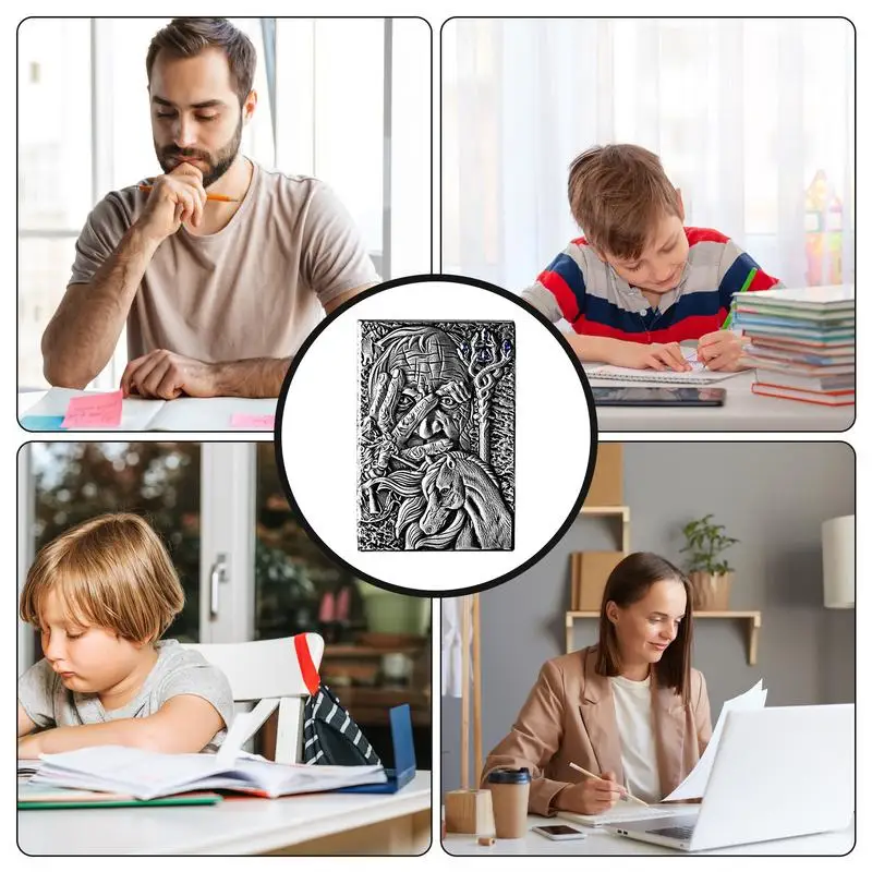 สมุดบันทึกหนังลายนูนสำหรับเขียนสมุดบันทึกการเดินทางทำมือหนัง PU แบบวินเทจสมุดเครื่องเขียนตกแต่ง200หน้า