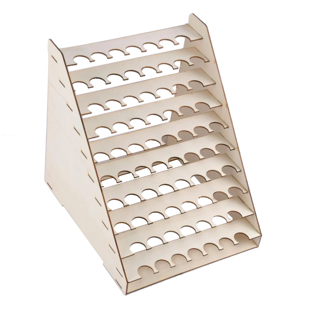 Multi Hole Paint Bottle Organizer Rack Wooden Stand Holder for DIY Pigment Storage Solution