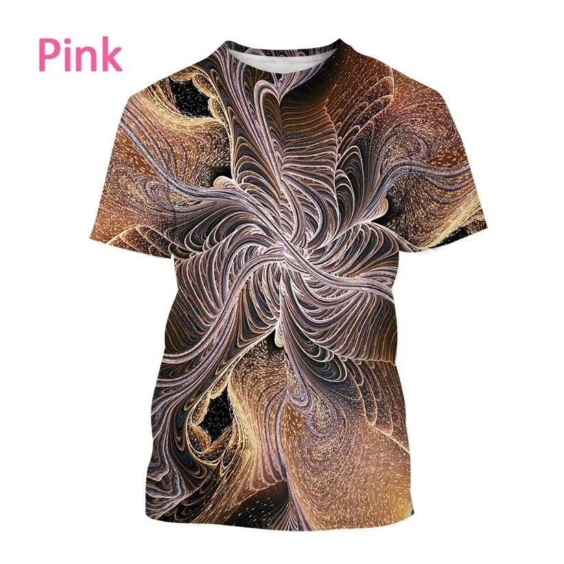 New Men's Fractal Vertigo Graphic Art T Shirt Unisex Fashion Cool Harajuku Print Short Sleeve Streetwear Top