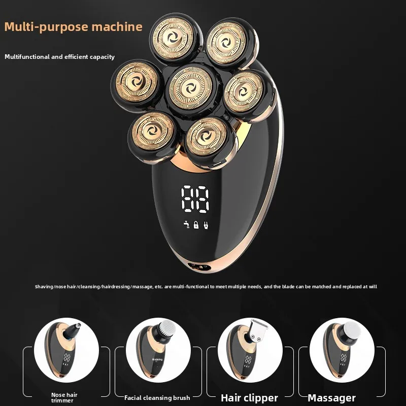 국경 간 특별 5-in-1 새로운 7헤드 전기 면도기, 다기능 면도, 코털 정리, 대머리 면도