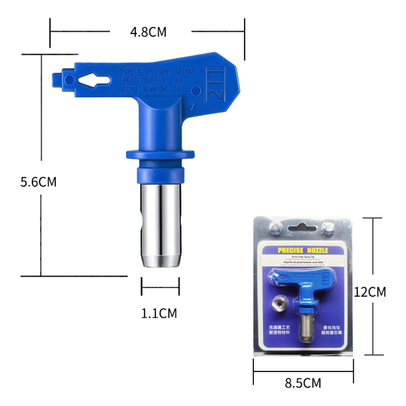 Reversible Spray Tip，Airless Spray Nozzles for Airless Paint Spray Guns and Airless Sprayer Spraying Machine，Blue Wear-resistant