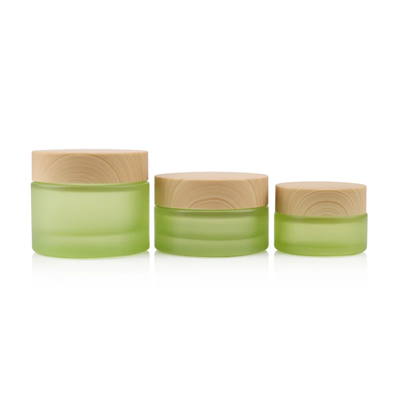20-100 ml Frosted Green Essence Toner Lotion Spray Fles Reizen Cosmetica Glazen Flessen 20g 30g 50g Gezichtscrème Potten Groothandel