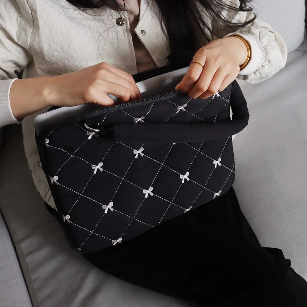 Ins الحلو لطيف Bowknot حقيبة لابتوب للصدمات منقوشة اللحف آي باد ماك بوك اير برو 13 14 15 16 بوصة للصدمات حقيبة كمبيوتر محمول