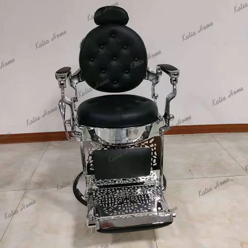 LSFactory Supply 360 Degree Rotate Extra Large Chrome Base Heavy Duty Retro Aluminium Barber Chair