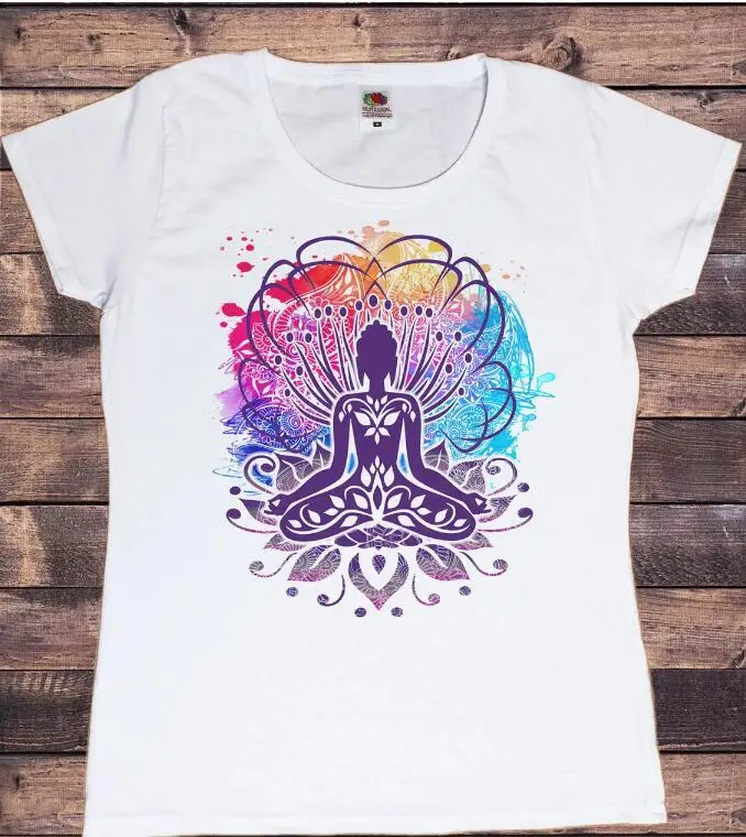 Watercolor Meditation Breathe Print T-Shirt Women Clothes White Tshirt Femme Harajuku Shirt Funny T Shirts 2022 Women's Clothing