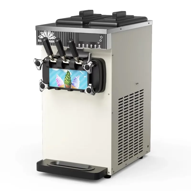 

Commercial Automatic Stainless Steel Desktop Ice Cream Machine 3 Flavor Soft Serve Maker for Summer Use New Condition