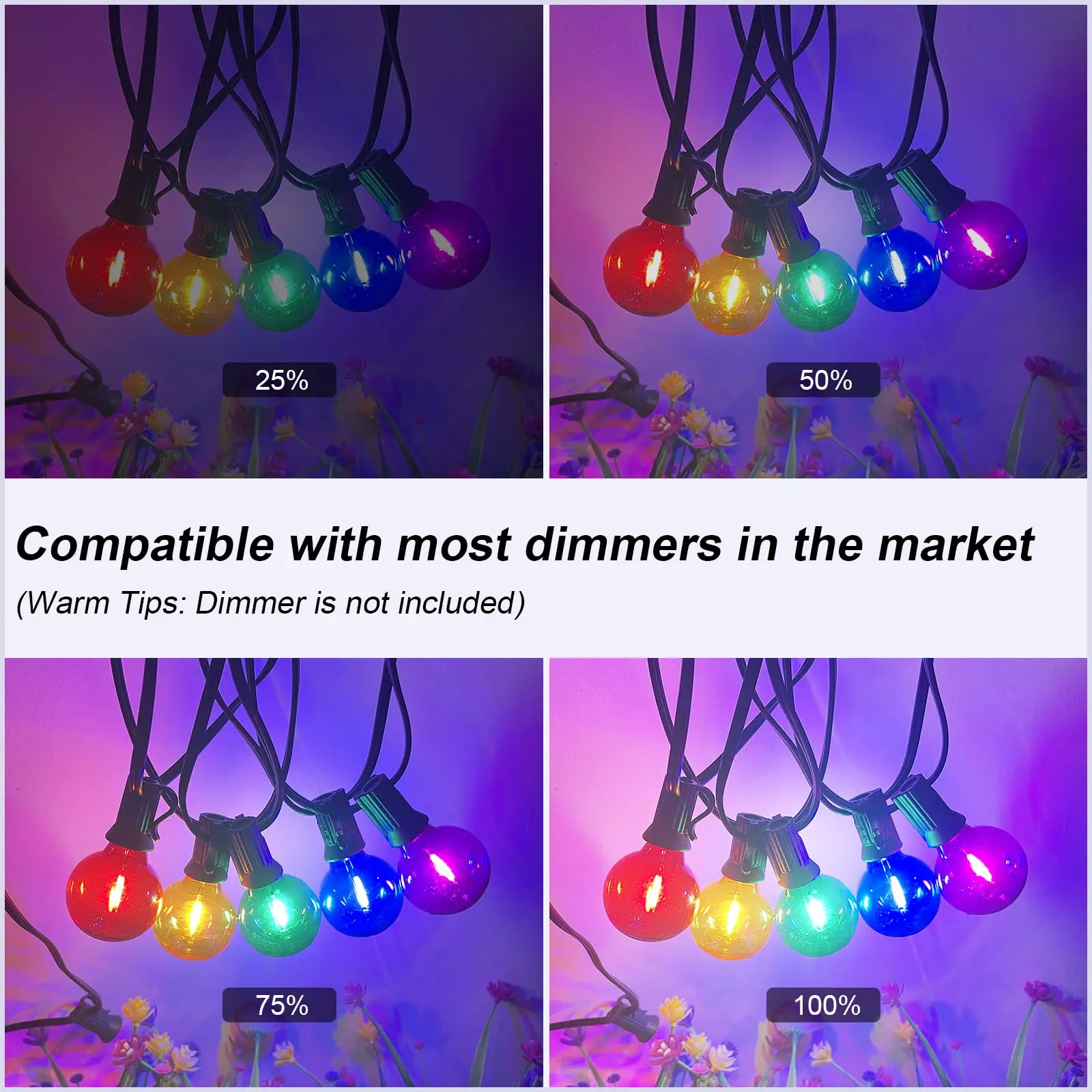 Imagem -04 - Multicolor Led Lâmpada de Substituição Bulbo de Filamento Colorido 1w E12 Globo Rgb Mini Bola Lâmpada String Light Christmas Party Decor G40