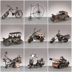 Western Style Retro Iron Art Crafts Cars Motorcycles Tanks Vintage Models Decoration Home Decor Hallway Wine Cabinet