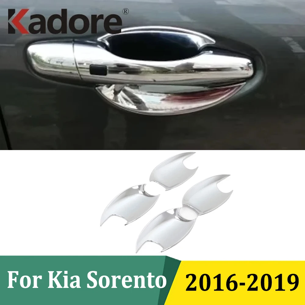 For Kia Sorento 2016 2017 2018 2019 ABS Chrome Side Door Handle Bowl Cover Trim Auto Sticker Exterior Car Styling Accessories