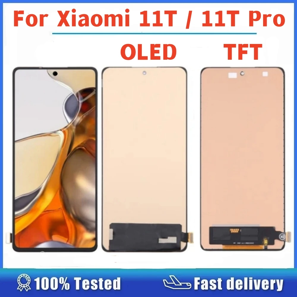 OLED / TFT For Xiaomi 11T / 11T Pro LCD Display Touch Digitizer Screen Full Assembly Replacement