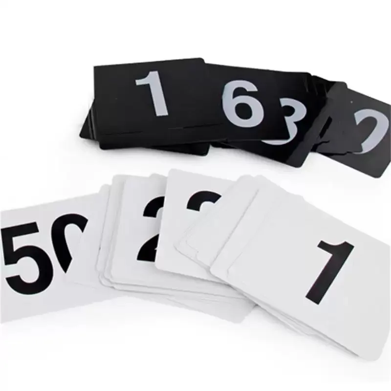 Plastic Tafel Marker Nummerkaarten 1-100 Zwart Op Wit Tafelnummers Bruiloft Restaurant Bar Voor Banketten Of Poker tafels