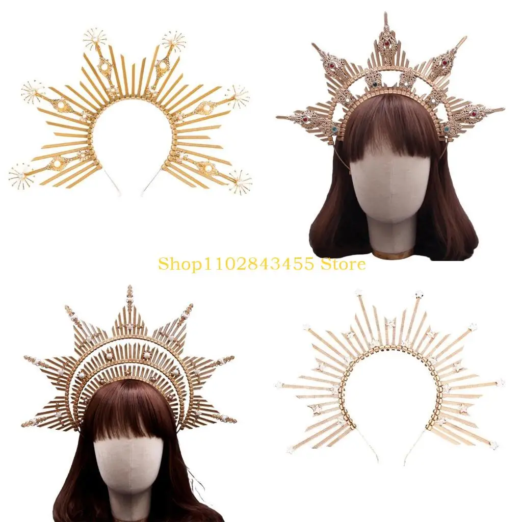 

49MC Bachelorettes Party Headband Crown Headpiece for Bride Women Church Hairband