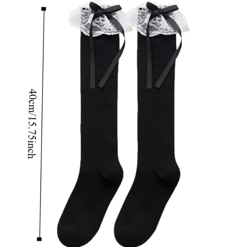 2 пары модных кружевных чулок с рюшами и бантом, уличная одежда, милые длинные носки-трубы, чулки в стиле Лолиты JK в стиле Харадзюку для женщин и девочек