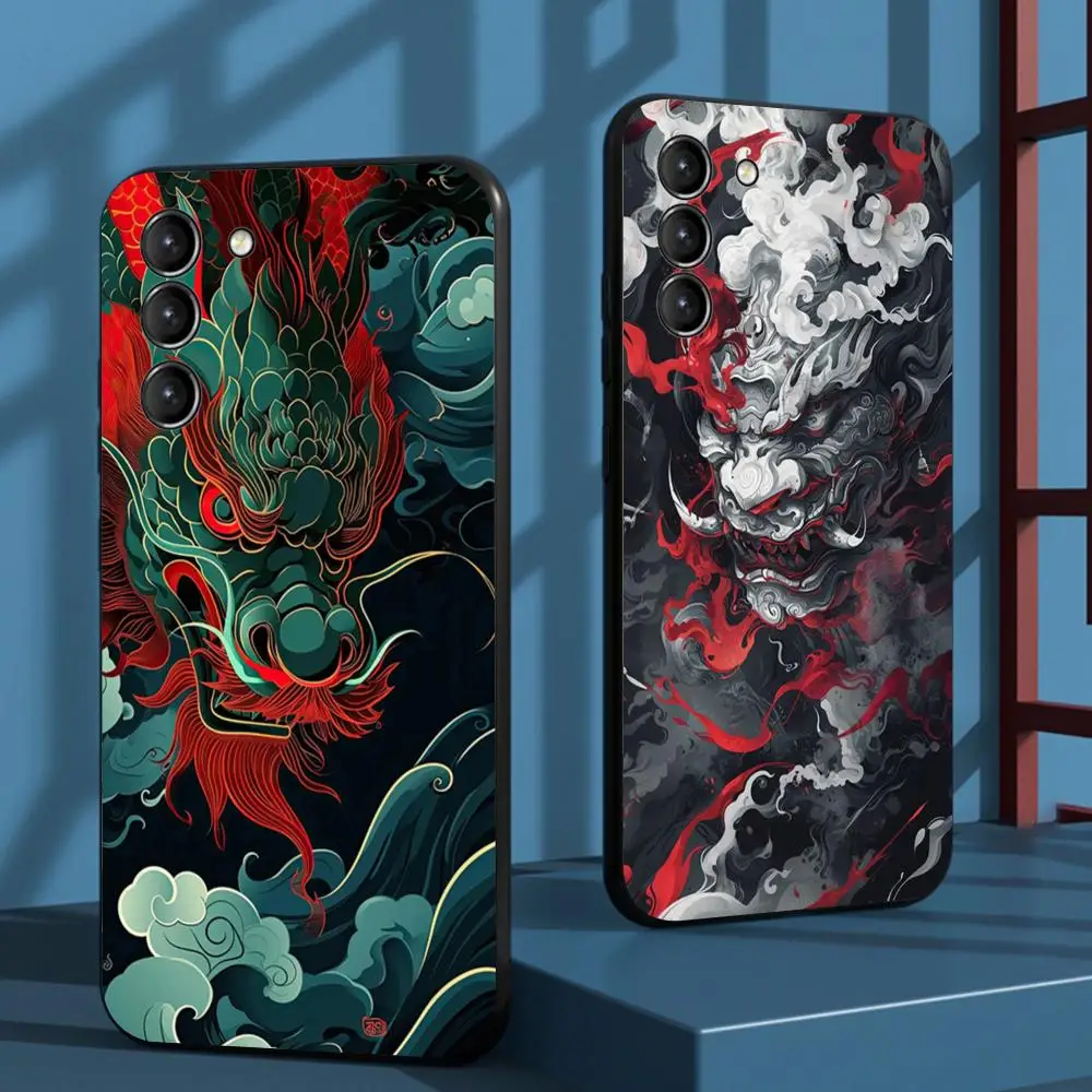Чехол для телефона с китайским драконом, супер крутой арт-дизайн для Samsung Galaxy S25 S24 S23 S22 S21 S20 Plus Ultra Note20, мягкий черный