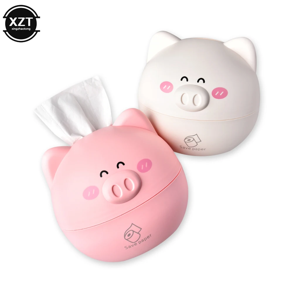 Cute Pig Tissue Holder Box Chic Nordic Roll Paper Round Shaped Box Home Car Tissue Box Container Towel Napkin Tissue Holder