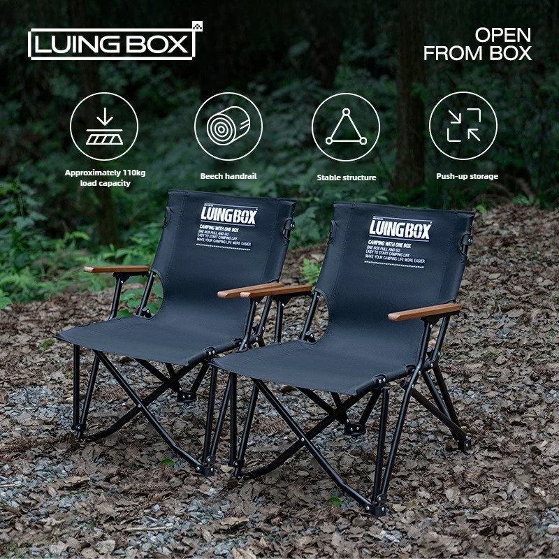 

LUINGBOX Outdoor Camping Chair 600D Oxford Beech Armrest Gathering Storage Lightweight Portable Folding Camping Sealed Chair