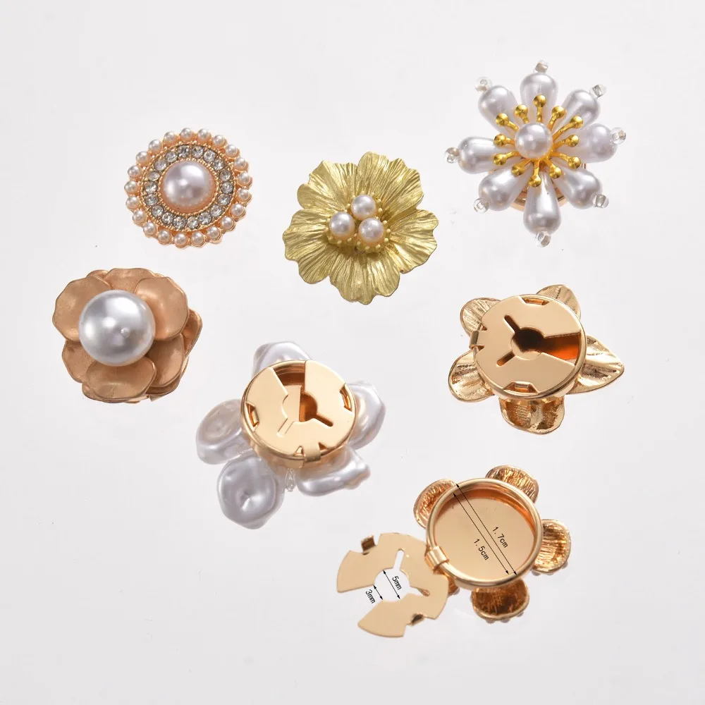 Floral Series Button Cover Cufflink Golden Base Flower Button Cover Cufflink for Women Blouses Tuxedo Shirt Dress Formal Wedding