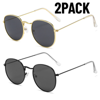 2PACK Men Metal Polarized Sunglasses Women Vintage SunGlasses Female Fashion Square Eyeglasses Brand Designer Gafas De Sol UV400