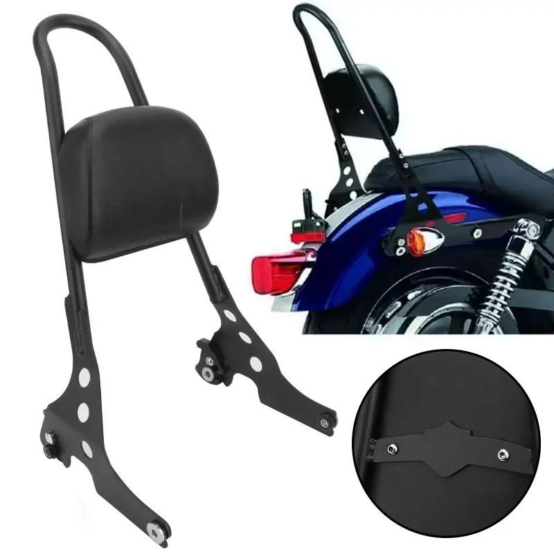 Black Rear Passenger Backrest Motorcycle Sissy Bar Pad For Harley Sportster XL883 1200 X48 Forty Eight 2004-2023