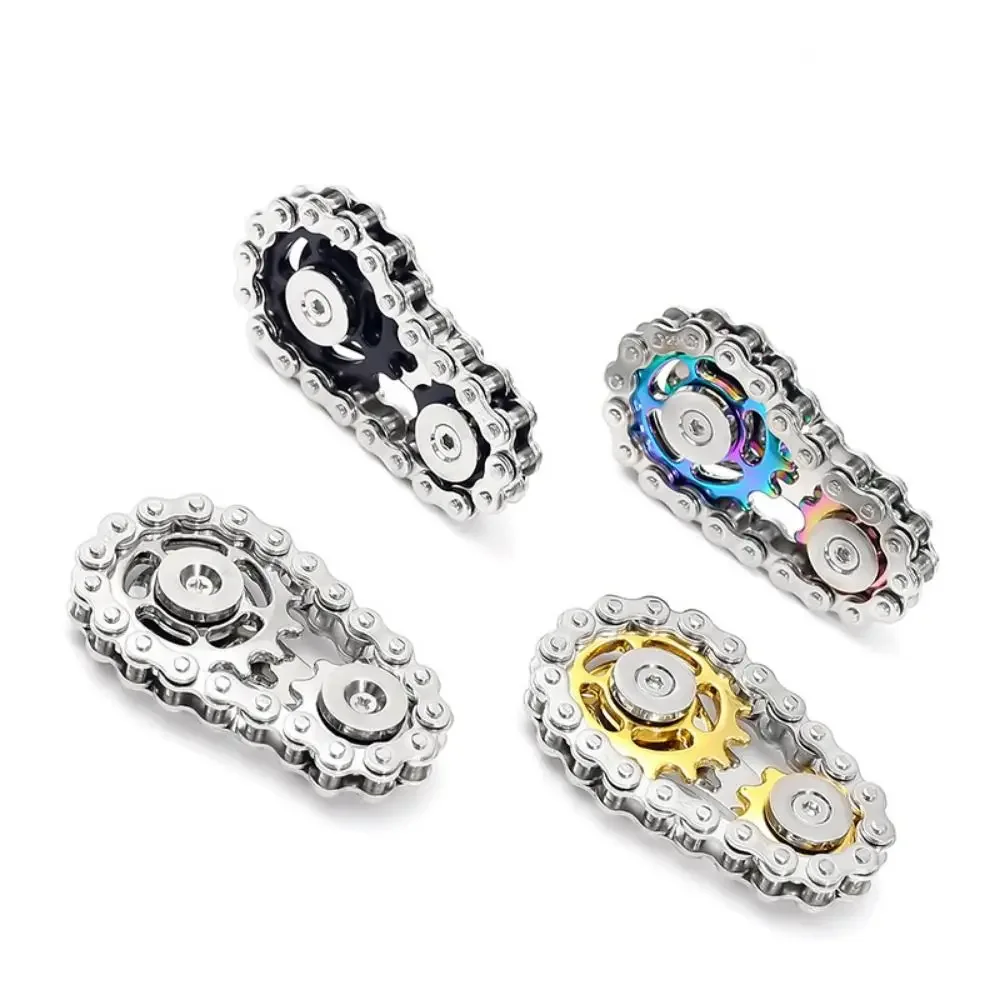 Chaînes engrenage Fidget Spinner toupie pignon du bout des doigts main Spinner chaîne engrenage Gyroscope roue en métal chaîne d'engrenage Gyroscope