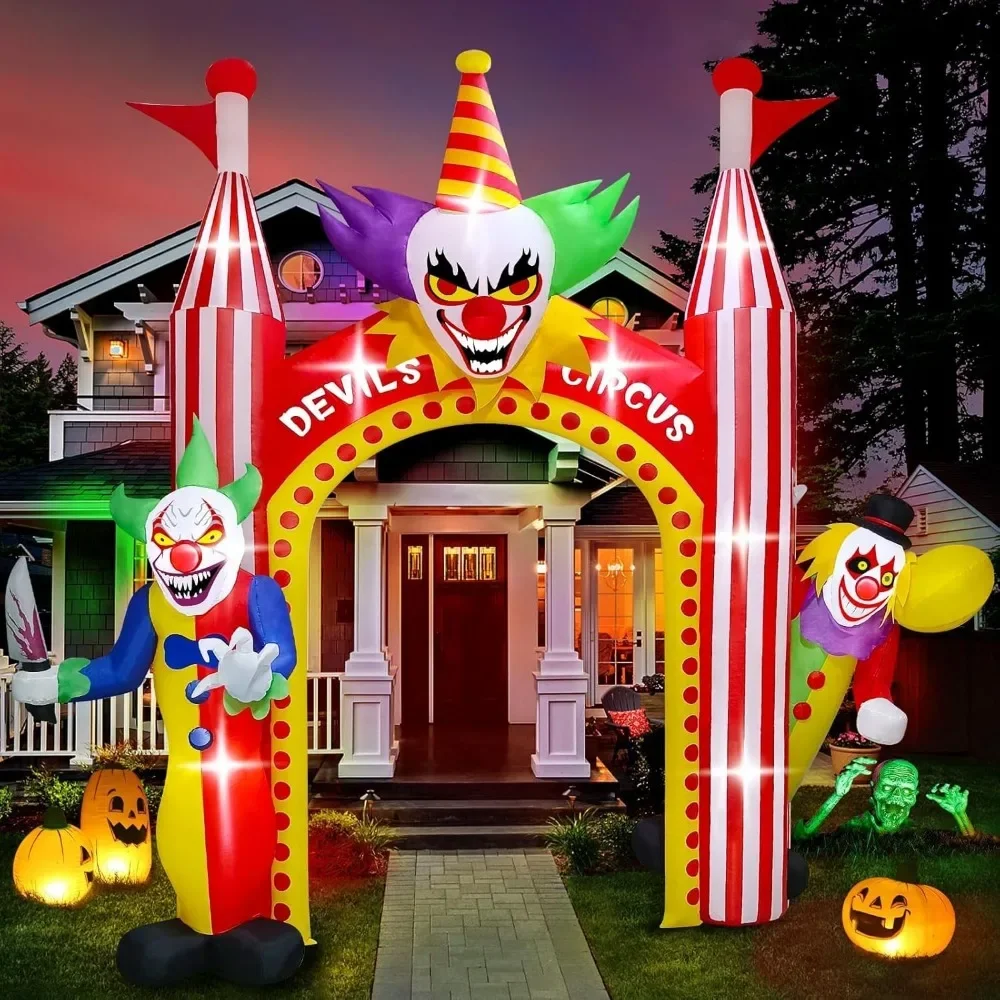 

12 FT Halloween Inflatables Clown Archway Outdoor Decorations, Giant Clown Arch Blow Up Yard Decorations Scary Inflatab