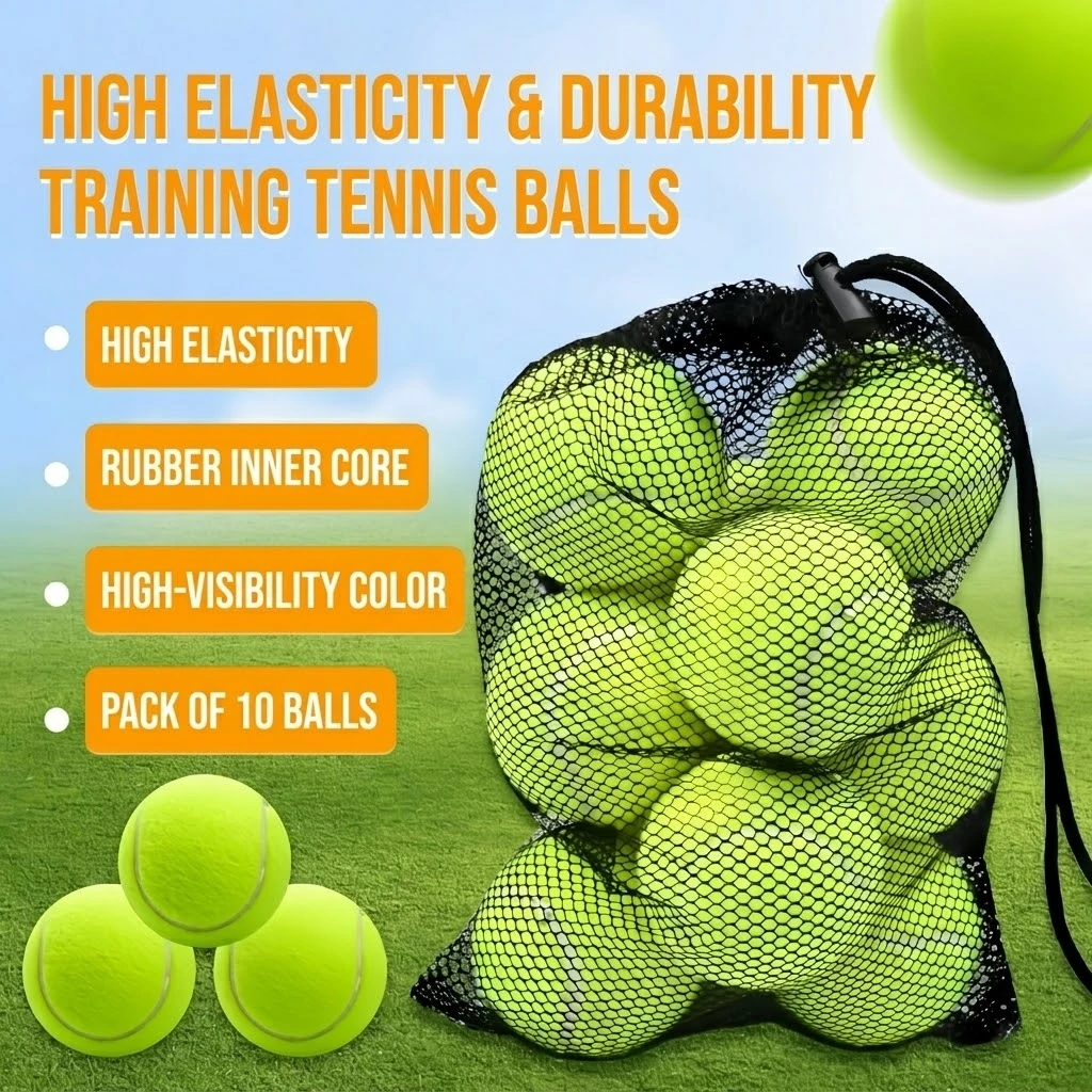 

10-Pack Tennis Balls, Training Tennis Balls, High-Elasticity and Durable Fitness Practice Tennis Balls