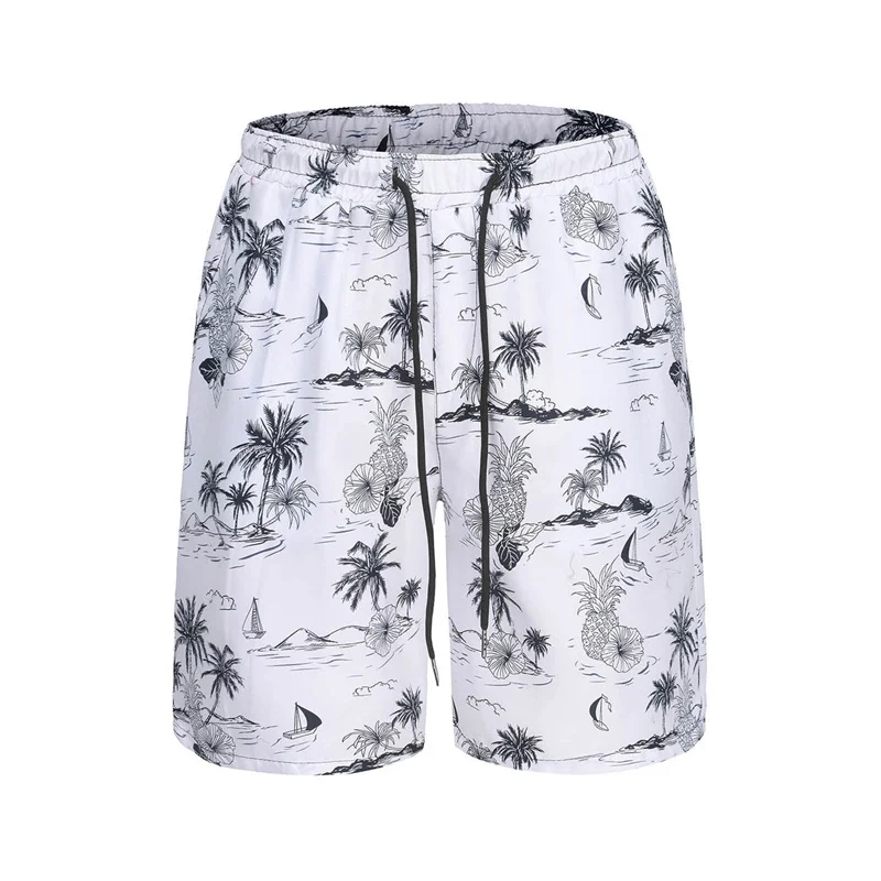 New In Hawaiian Beach Shorts Summer Men\'s Casual 3D Print Tropical Plants Flowers Street Short Pants Unisex Sports Swim Trunks