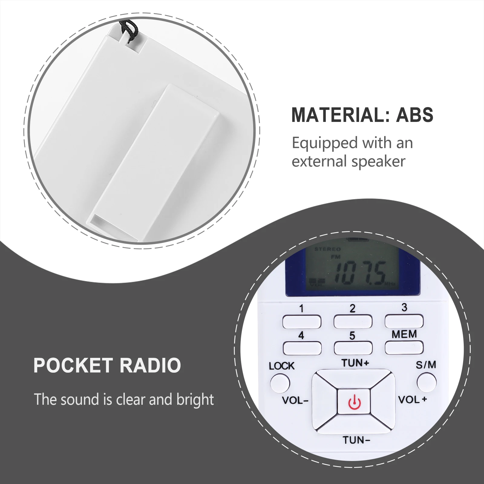 

Portable Radio Conference Pocket Single Band White Dual Channel LCD Display 31 Level Volume Indicator Lock for Portable