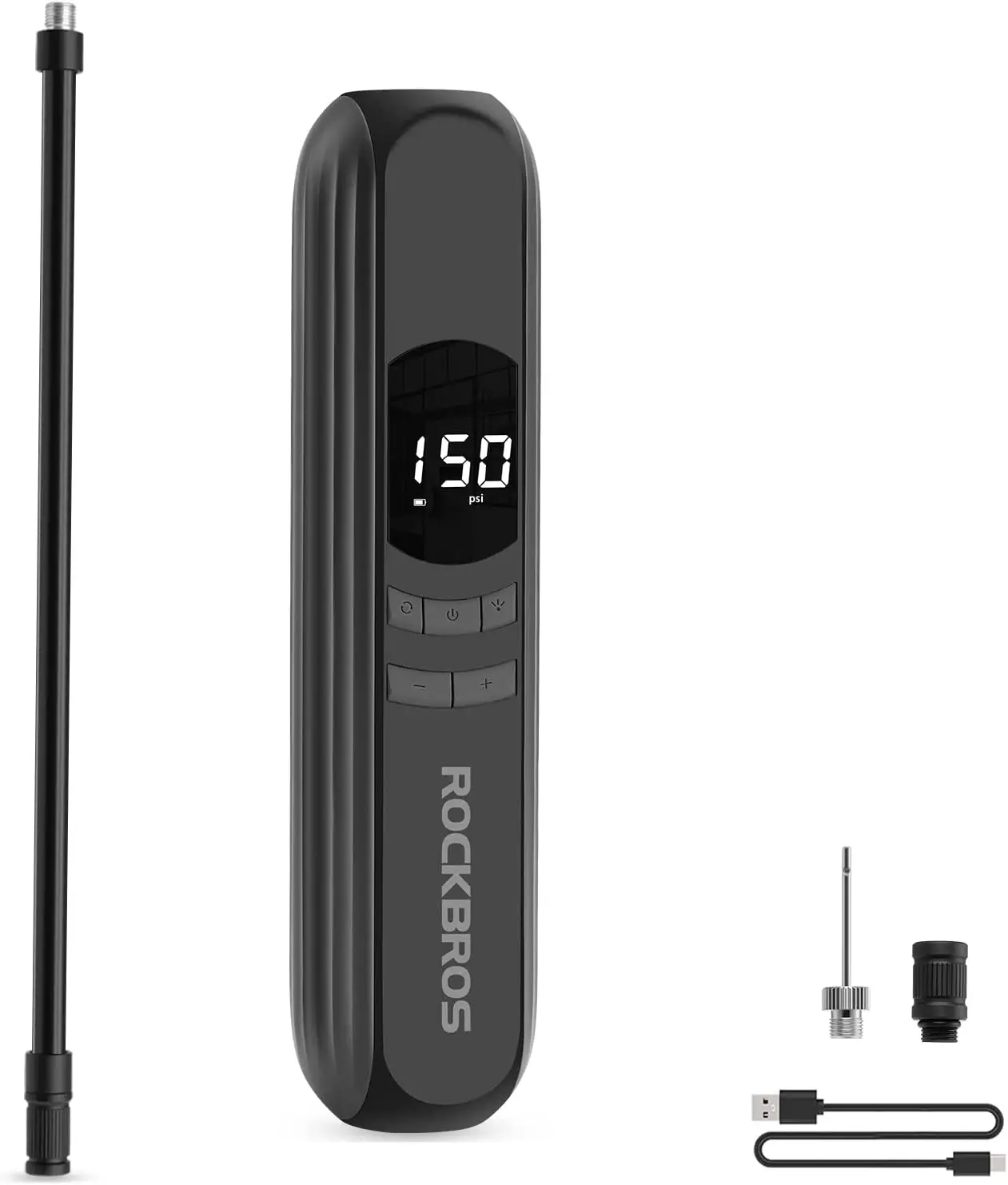 

Electric Bike Pump 150Psi Portable Air Compressor with Digital Gauge & Auto-Stop, Rechargeable 2600mAh for Bike Motorcycle Car B