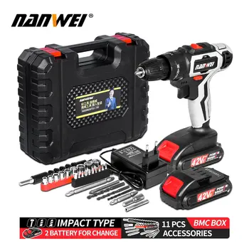 3-In-1 Electric Impact Drill Hammer Drill Electric Screwdriver Rechargeable 10mm 2-Speed ​​Cordless Drill