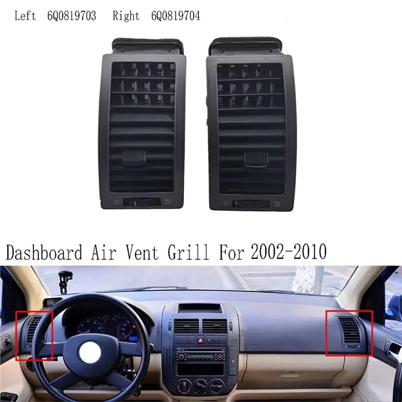 A21E-Left+Right Car Front Dash Air Vent Air Conditioning Outlet Grille For VW Polo 2002-2010 6Q0819703 6Q0819704 view 3