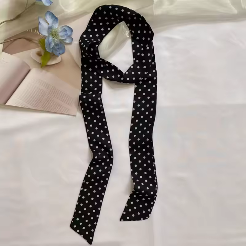 Fashion Dot Ribbon Silk Scarf Women Thin Neck Scarves Lady Small Shawls Bandana Narrow Female Neckerchief Dress Accessories - Image 10