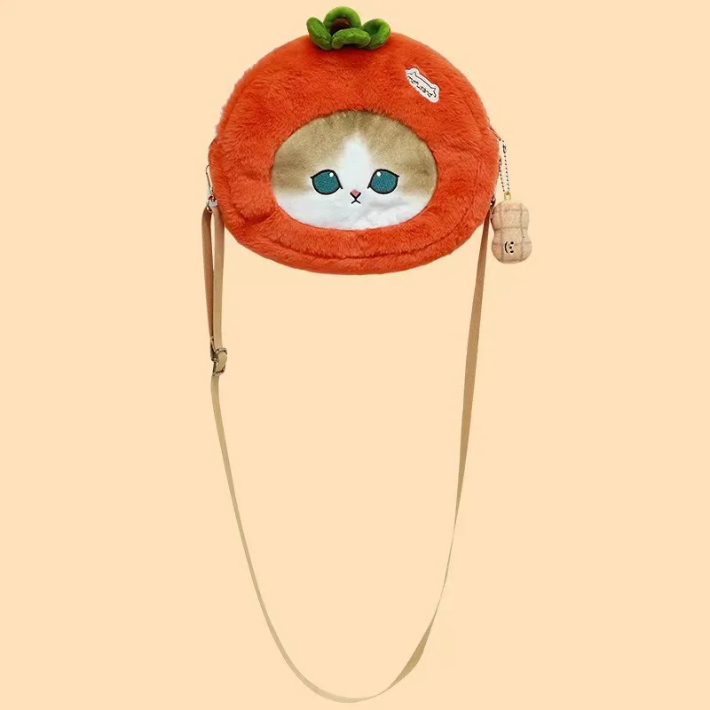 Mofusand Shark Cat Peripherals Cute Plush Anime Bags 22x16cm Persimmon And Apple Series Kawaii Girl Cartoon Bag Birthday Gift