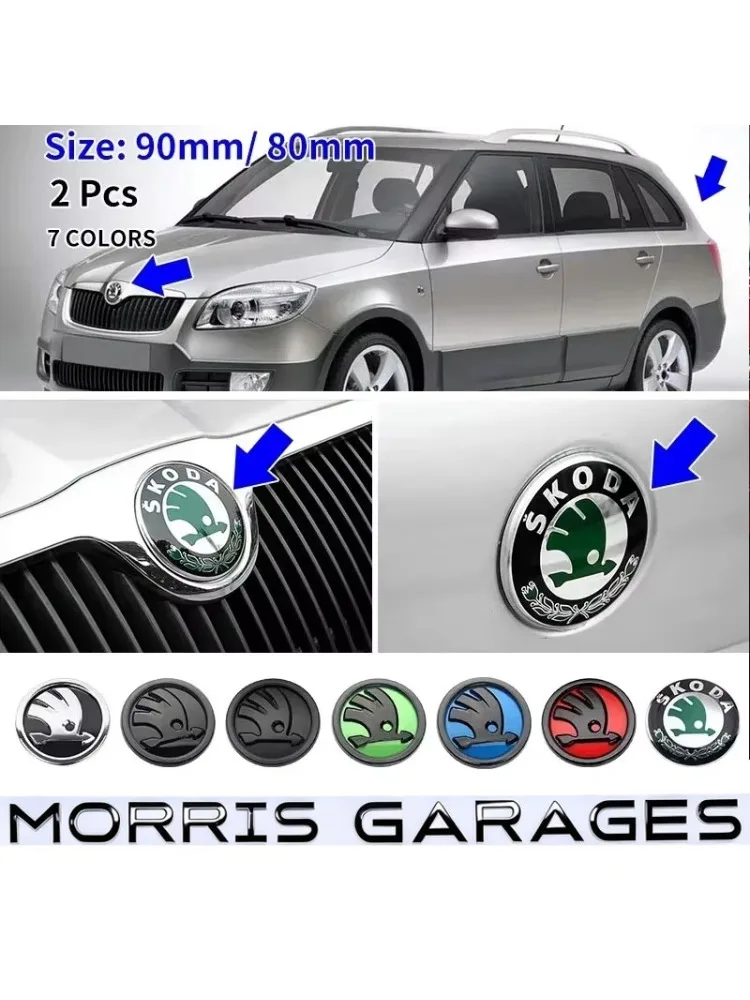 Naklejka z emblematem na tylne drzwi bagażnika samochodu, 80 mm/90 mm, naklejki z emblematem na przednią część nadwozia, przeznaczone do modeli Skoda Fabia, Octavia, Superb, Rapid, Yeti, Karoq, — 2