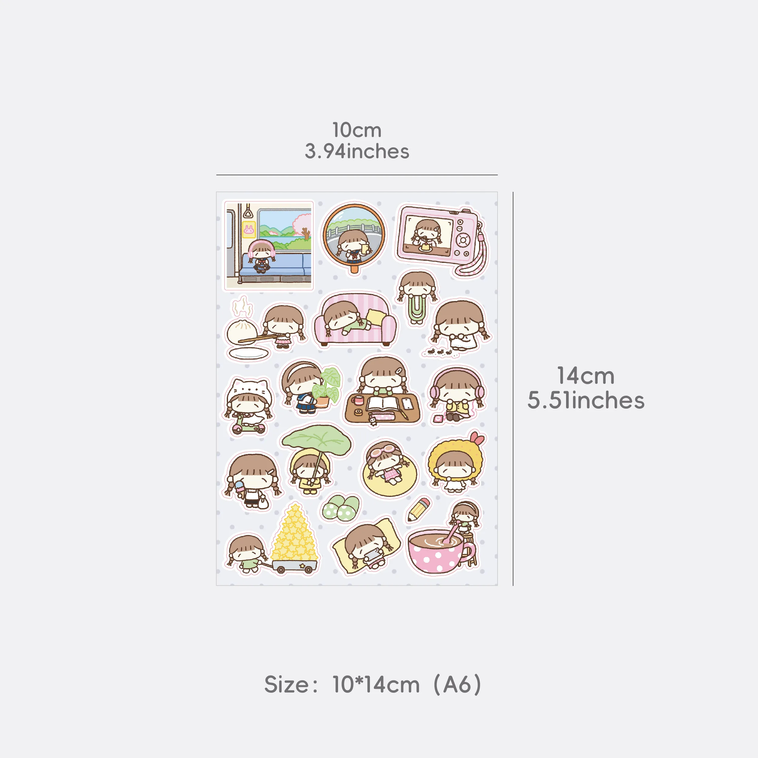WAKAWAKA 2 Sheets Kawaii Daily Life Stickers Washi Paper Kiss Cut Sticker Sheet for Journal Diary Planner Scrapbooking Decor