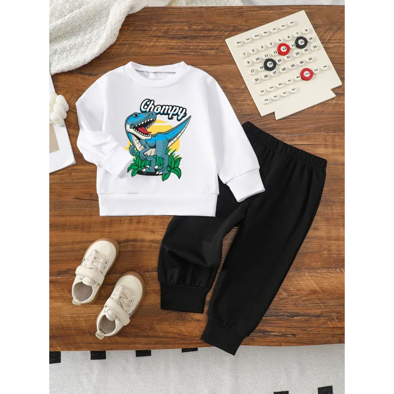 

IURNXB Kids Dinosaur Chompy Print Outfits Long Sleeve Top Pants 2pc Children Clothes Set Baby Sweatsuits 1-6Y