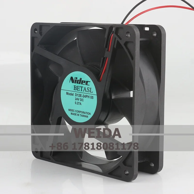 Original Nidec D12E-24PH 05 24V 0.27A 12038 120X120X38MM large wind frequency converter cooling fan 12cm