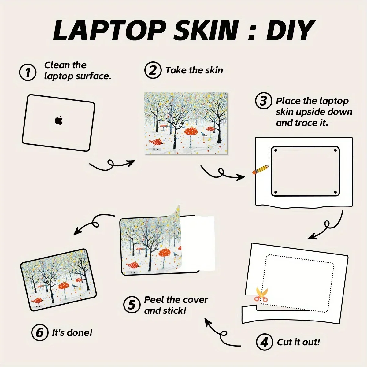 Adesivos para laptop com pintura a óleo de pvc, 2 peças, 15,07x10,82 polegadas, decalques de vinil estéticos para macbook, tablet, pc, macbook