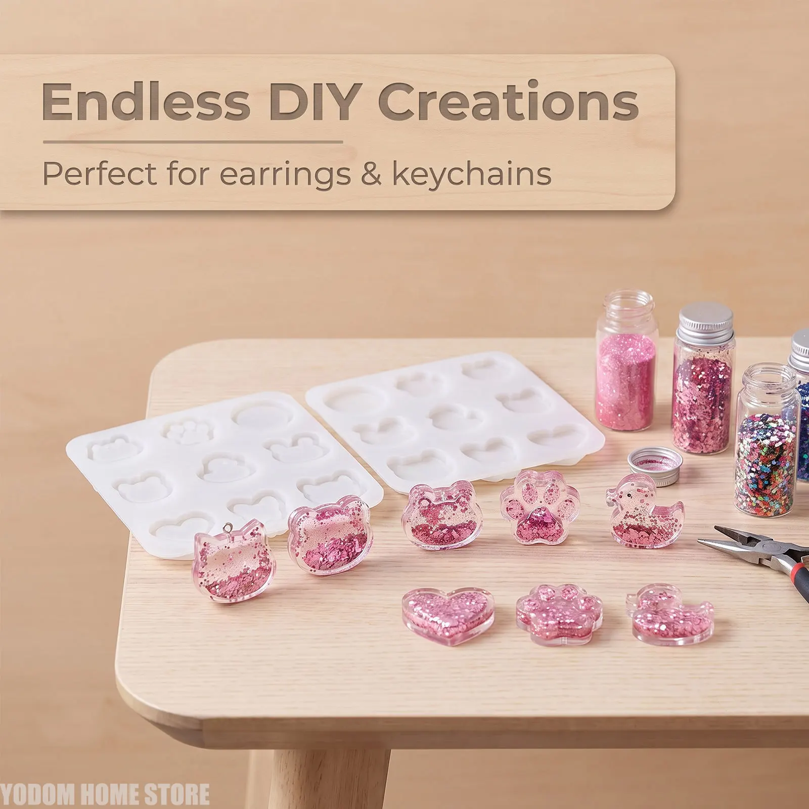 Animal Rocking Box Resin Shaker Silicone Mold Quicksand Pendant Mould for DIY Epoxy Keychain Handmade Craft Accessories