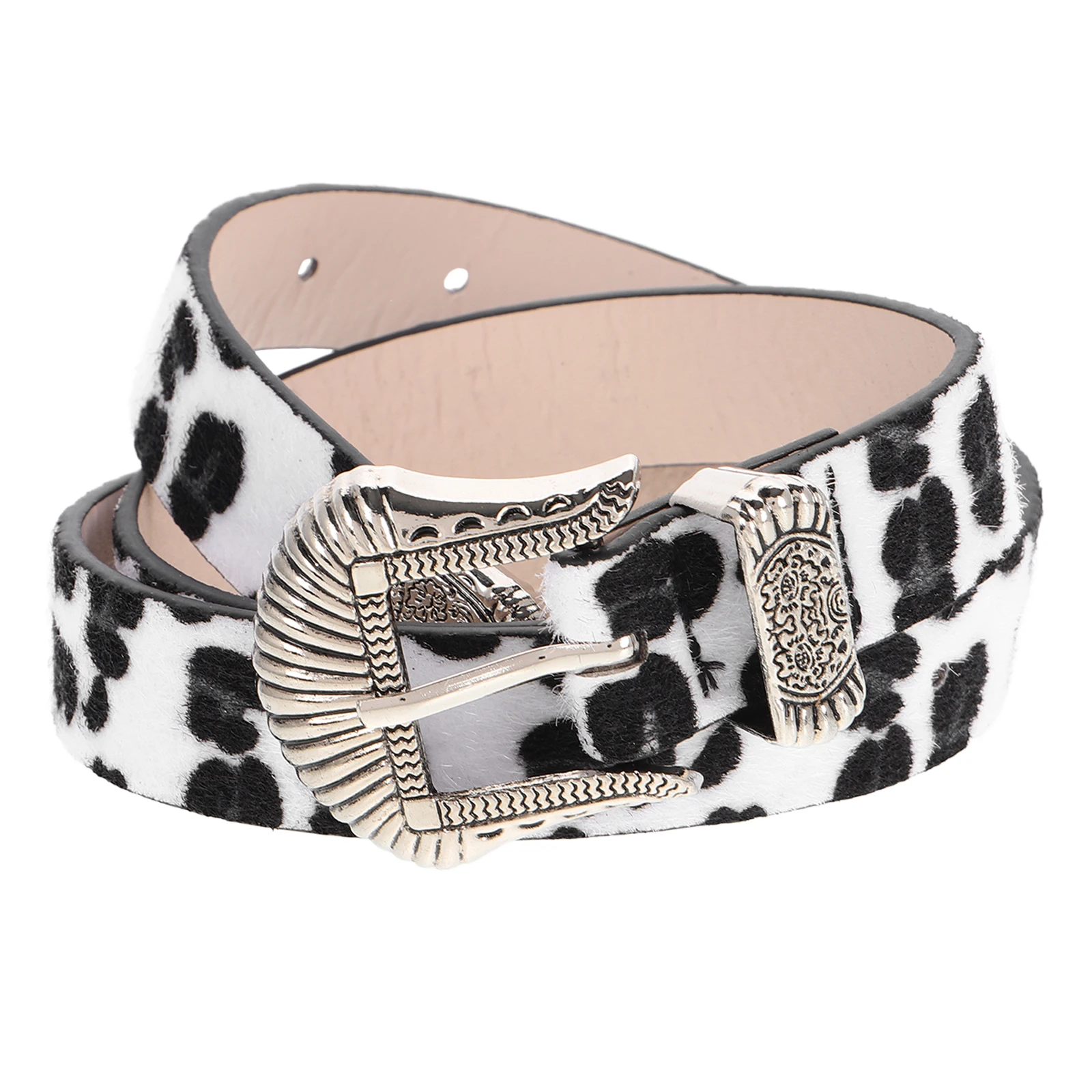 

Retro Leopard Print Belts Women Western Buckle PU Faux Hair Vintage Cowgirl Fashion Jean Dress Accessories