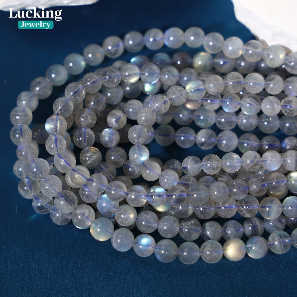 

51cm Natural Blue Labradorite Loose Gemstone Beads For Jewelry Making DIY Bracelet Necklace