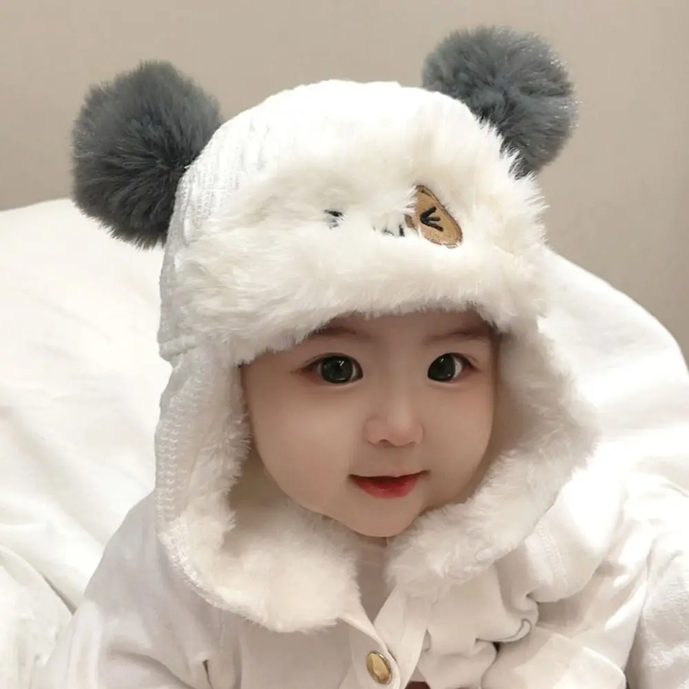 

New Autumn Winter Warm Hat Cute Pompoms Thickned Ear Protection Cap Creative Cold Proof Pullover Hats for Children