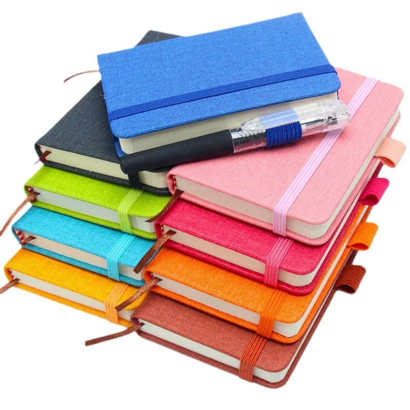 100 ورقة A7 دفتر صغير سميك مربع صفحة فارغة المفكرة إعادة الملء قماش الكتان الحبوب المحمولة جيب مذكرة مخطط العمل