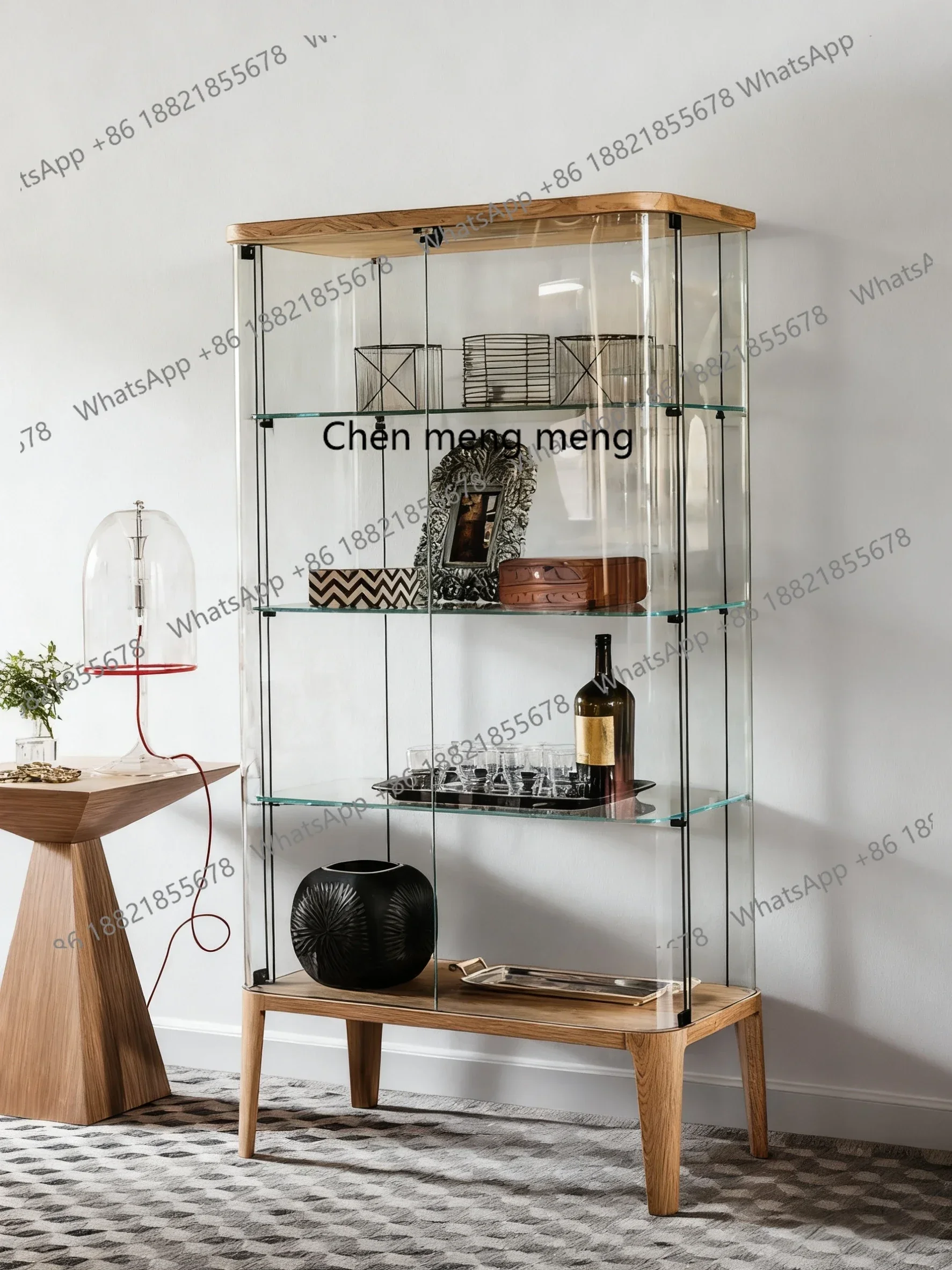 Italian minimalist glass display cabinet home living room display cabinet modern vintage wine cabinet Z136