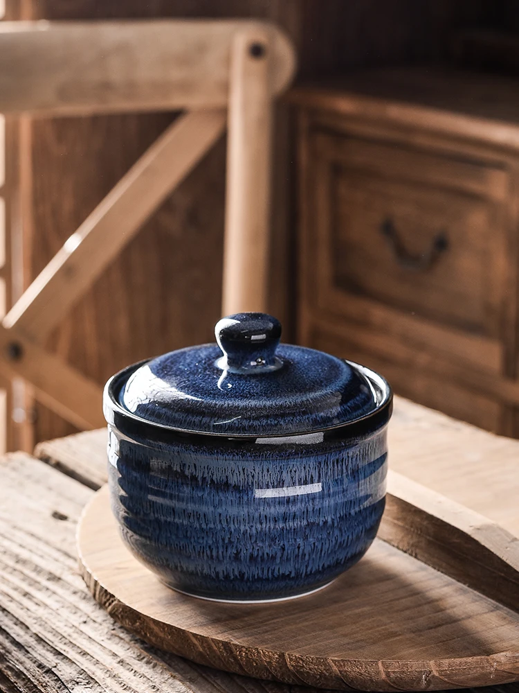 Ceramic bowl with lid small stew pot Steamed egg bowl health stew pot Buddha jumps over the wall stew pot Bird's nest soup cup