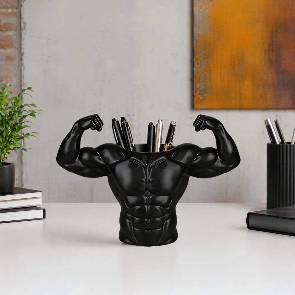 Muscular Form Ornament A Muscular Man-shaped Pen Holder Funny Pen Storage Great Helper Pen Container Stable Plastic
